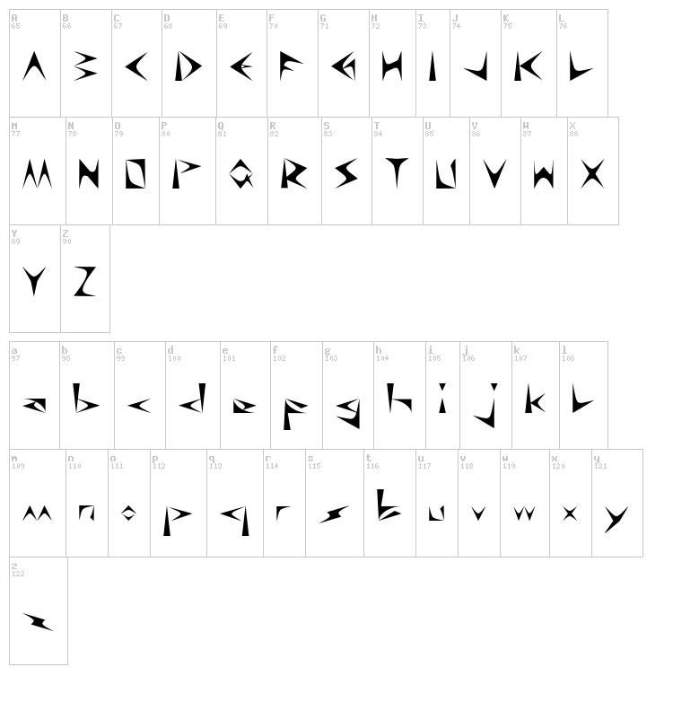 Digital Ninja font map